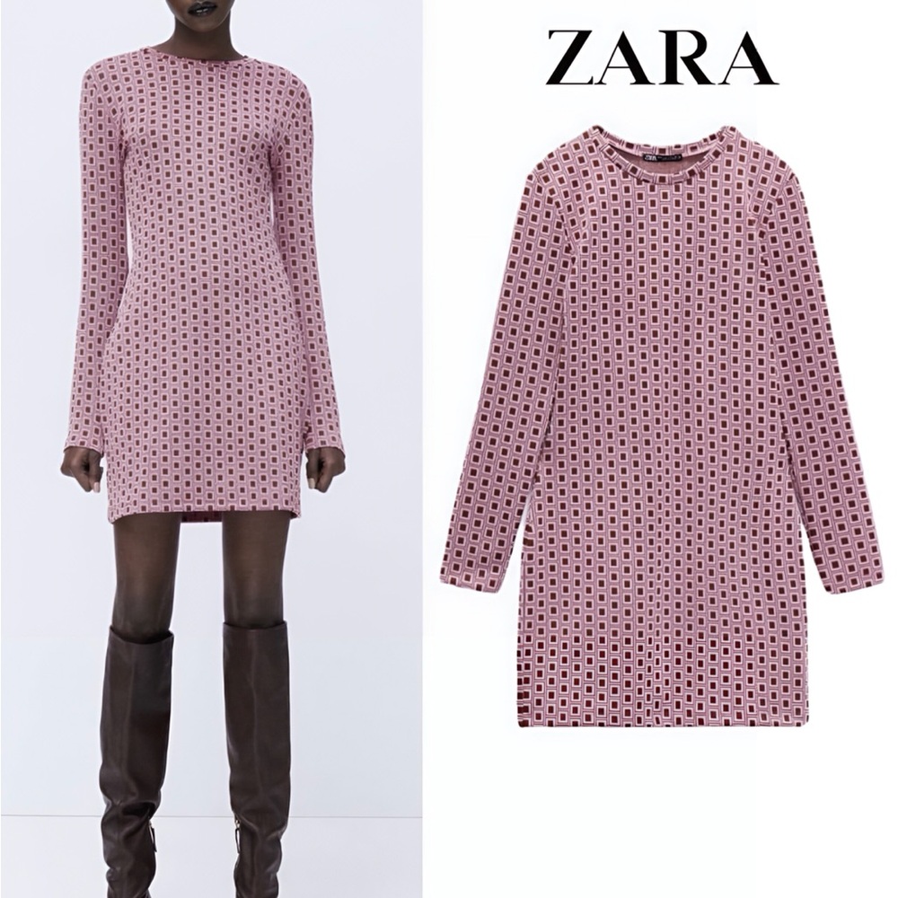 Zara Pink Geometric Women's Dress